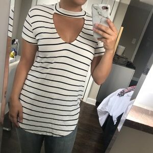 Necessary Clothing Striped Choker Top